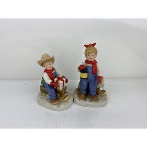 Vintage 1985 Home Interiors Denim Days by  HOMCO — HOLIDAY SLEDS #1528 Pair